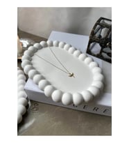 Bubble Oval Taş Tozu Dekoratif Tabak 4’lü (Beyaz)