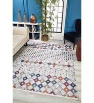 Dijital Kaymaz Yıkanabilir Krem Geometrik Salon Halısı Mutfak Halısı Koridor Halısı Yolluk HLN1655