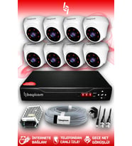 BAYICAM 8 Kameralı Dome 8 İç Kamera Set HDD'siz Full HD Gece Görüşlü Güvenlik Kamerası Sistemi