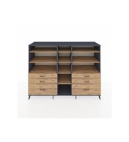 Kronos Dolap 10 Raflı 6 Çekmeceli  220x59x163 Antrasit-Çam