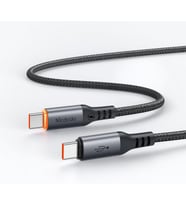 CA-2040 Type-c Type-c 100W PD Hızlı E-Marker Çipli Örgü Poweroff Kablo 1.2m Siyah