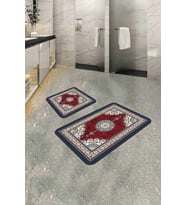 Bordo Modern Klasik Banyo Halısı Klozet Paspas Seti BS279