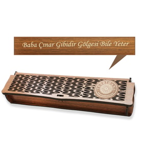 Özel Mesaj Yazılı Kahverengi Ahşap Elegance Hediye Tesbih Kutusu - M2