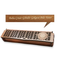 Özel Mesaj Yazılı Kahverengi Ahşap Elegance Hediye Tesbih Kutusu - M2