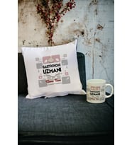 Gastronomi Uzmanı Kupa Bardak ve Yastık Set (Beyaz)