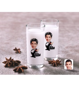 BK Gift Kişiye Özel Renkli Baskılı Godfather Baba Karikatürlü İkili Rakı Bardağı Seti-1 (Beyaz)