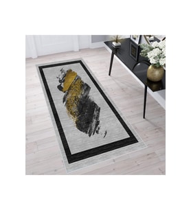 Rovigo Home Dijital Baskı Yıkanabilir Kaymaz Taban Salon Halısı RVG1325-HS-244 80x200 cm (Gri)