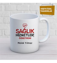 Kişiye Özel İsim Yazılabilir Sağlık Hizmetleri Öğretmeni Kupa Bardak