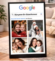Kişiye Özel Annelere Özel Google Temalı Anneler Günü Çerçevesi  Dünyanın En Güzel Annesi Fotoğraflı Tablo Masaüstü Çerçeve
