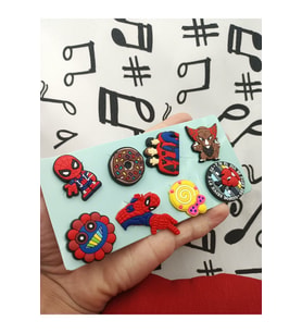 Spiderman Örümcek Adam Terlik Süsü Jibbitz  Aksesuarı 8 Adet (Çok Renkli)