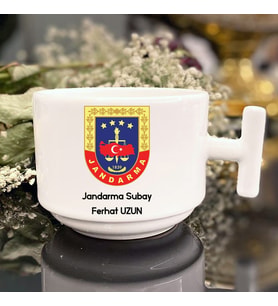 Jandarma Subay Temalı T Kulplu Nescafe Fincanı