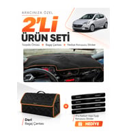 OPEL CORSA E (2013-2019) Uyumlu Torpido Örtüsü + Deri Bagaj Çantası + Sticker Seti - Siyah Kahverengi