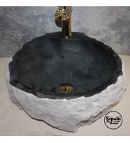 Sipahi Marble Bazalt Oval Şekilsiz Dizayn Lavabo