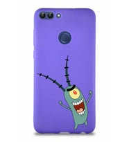 Huawei P Smart Soft Premier Kapak Plankton Tasarımlı Silikon Kılıf - Mor (Şeffaf)