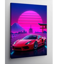 Kanvas Tablo Neon Spor Araba