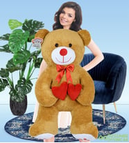 Bubblebear 80 cm Çift Kalpli Pelüş Ayıcık Bobo (Kahverengi)
