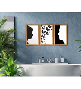 BK Home Banyo 3'lü El Yapımı Ahşap Çerçeveli Tablo-2