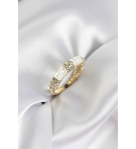 Zirkon Taşlı Kemik Model Gold Renk Kadın Yüzük TJ-BYK3932