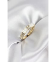 Zirkon Taşlı Kemik Model Gold Renk Kadın Yüzük TJ-BYK3932