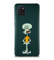 Samsung Galaxy Note 10 Lite Soft Premier Kapak Squidward Dokunaç Tasarımlı Silikon Kılıf - Yeşil (Şeffaf)