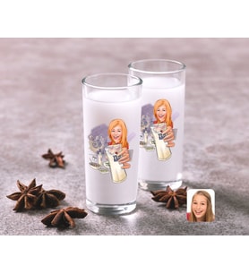 BK Gift Kişiye Özel Kadın Karikatürlü İkili Rakı Bardağı Seti-1 (Beyaz)