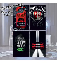 gamer oyuncu oadı için araba spor posteri - 4 adet yapışkanlı poster sticker etiketler - dolap cam oda için