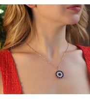 Trend Zincirli Gold Kaplama Güneş Gümüş Kolye