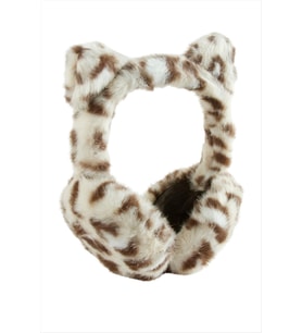 Leopar Desenli Yünlü Kışlık Kulaklık (Bej)