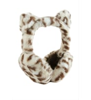 Leopar Desenli Yünlü Kışlık Kulaklık (Bej)