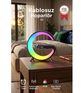 Torima Masa Lambası Kablosuz Şarj Özellikli Saat Hoparlör 3IN1 G1 Siyah