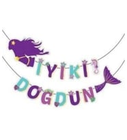 Deniz Kızı Partisi Şekilli Iyi Ki Doğdun Flama