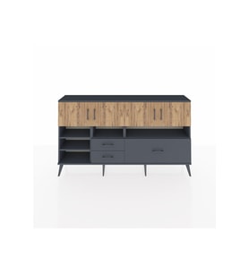 Arges Konsol 8 Raflı 3 Çekmeceli 4 Kapaklı 176x30x99 Antrasit-Çam/Antrasit
