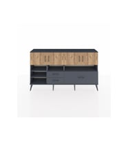 Arges Konsol 8 Raflı 3 Çekmeceli 4 Kapaklı 176x30x99 Antrasit-Çam/Antrasit