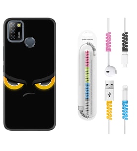 INFINIX Smart 4 5 6 Zero 8 S5 Pro Kılıf Kablo Koruma Spiral Silikon Black Eyes 1644