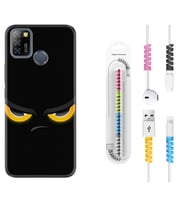 INFINIX Smart 4 5 6 Zero 8 S5 Pro Kılıf Kablo Koruma Spiral Silikon Black Eyes 1644