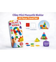 Clixy Mini Manyetik Bloklar 64 Parça Travel Set  Taşınabilir Eğitici STEM Oyuncak
