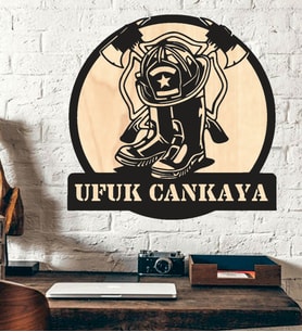 Kişiye Özel İtfaiye Yangın Kahraman Ahşap Duvar Tablo