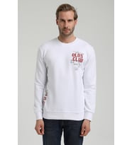 New World Polo Bisiklet Yaka Beyaz Slim Fit Sweatshirt 22FWM60122