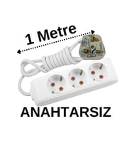 İngiliz Erkek Türk Dişi Universal Priz Dönüştürücüsü Uzatmalı 3 Lü 1 Metre