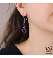 925 Ayar Gümüş Ametist Taşlı Halka Küpe