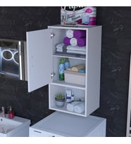 Modilayn Şile Asma Dolap 50 x 88,4 x 32,5 cm Tek Kapaklı 3 Gözlü Makine Üstü Dolap Çamaşır Makinesi Üstü Dolabı 