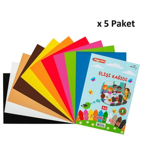 Bigpoint Elişi Kağıdı A4 Karışık 10 Renk - 80 Gram x 5 Paket