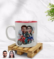 BK Gift Kişiye Özel Sevgililer Karikatürlü İçi Kırmızı Renkli Kupa Bardak Model 97