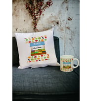 Manav Kupa Bardak ve Yastık Set (Beyaz)