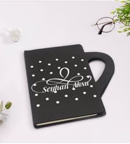 BK Gift Kişiye Özel İsimli Kupa Şeklinde Siyah Termo Deri Defter Model 4