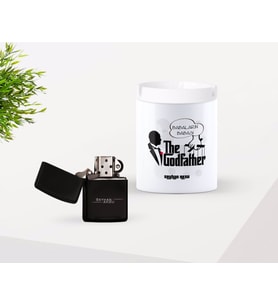 BK Gift Kişiye Özel Babalar Günü Hediyesi Babaların Babası Tasarımlı Seramik Kül Tablası ve Benzinli Çakmak Seti-3 (Model 1)
