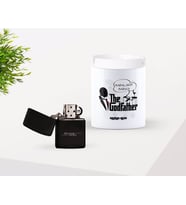 BK Gift Kişiye Özel Babalar Günü Hediyesi Babaların Babası Tasarımlı Seramik Kül Tablası ve Benzinli Çakmak Seti-3 (Model 1)