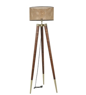 STİL CEVİZ LAMBADER SİLİNDİR RATTAN ABAJURLU