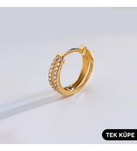 14 Ayar Taşlı Tek Halka Altın Küpe 0,91 gr