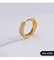 14 Ayar Taşlı Tek Halka Altın Küpe 0,91 gr